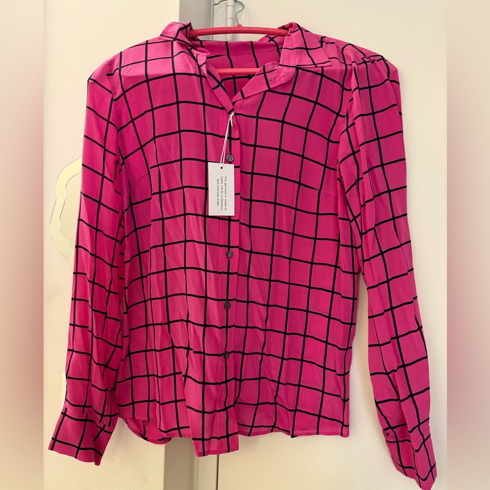 J.Crew pink and black silk shirt NWT size s
